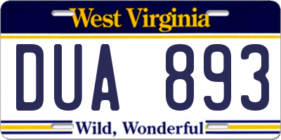 WV license plate DUA893