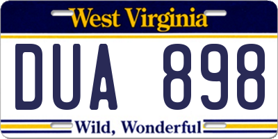WV license plate DUA898