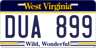 WV license plate DUA899