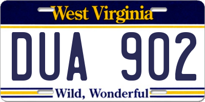 WV license plate DUA902