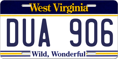 WV license plate DUA906