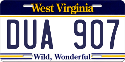 WV license plate DUA907