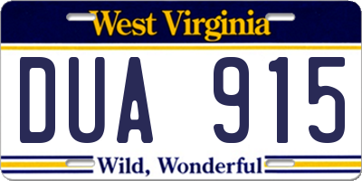 WV license plate DUA915