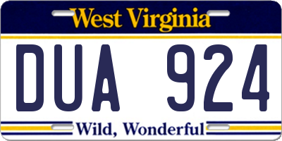 WV license plate DUA924