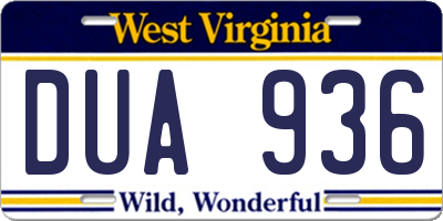 WV license plate DUA936