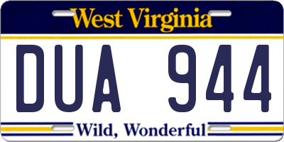 WV license plate DUA944