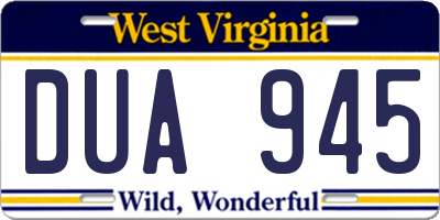 WV license plate DUA945