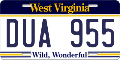 WV license plate DUA955