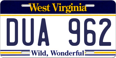 WV license plate DUA962