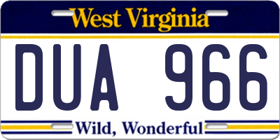 WV license plate DUA966