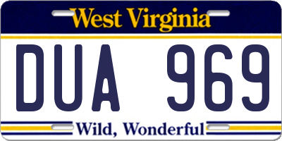 WV license plate DUA969