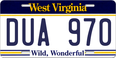 WV license plate DUA970