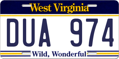 WV license plate DUA974
