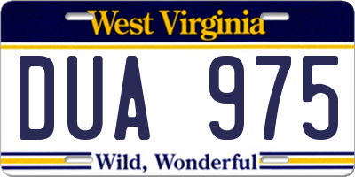 WV license plate DUA975