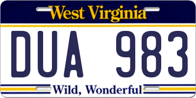 WV license plate DUA983