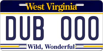 WV license plate DUB000