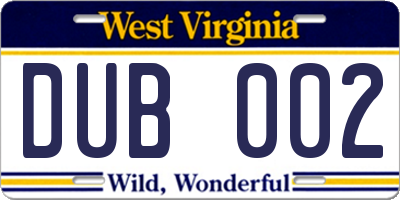 WV license plate DUB002