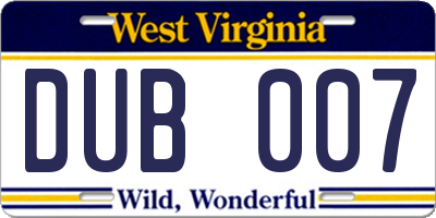 WV license plate DUB007