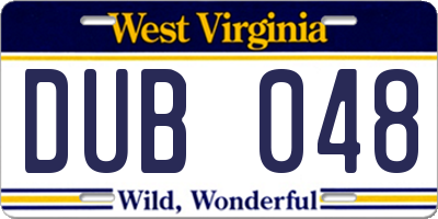 WV license plate DUB048