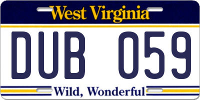 WV license plate DUB059