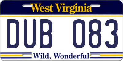 WV license plate DUB083