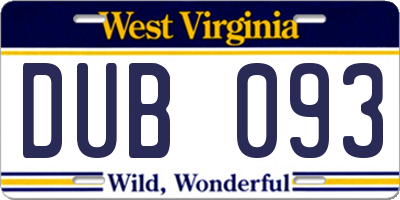 WV license plate DUB093