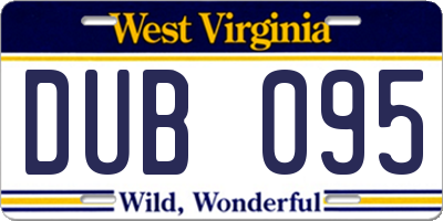 WV license plate DUB095