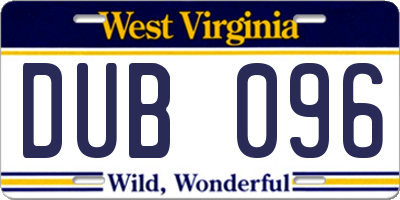 WV license plate DUB096