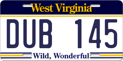 WV license plate DUB145