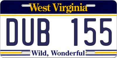 WV license plate DUB155