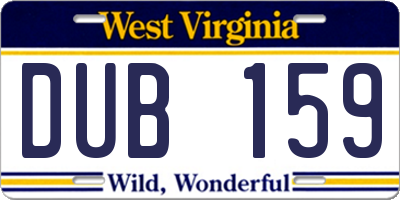 WV license plate DUB159