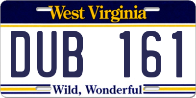 WV license plate DUB161