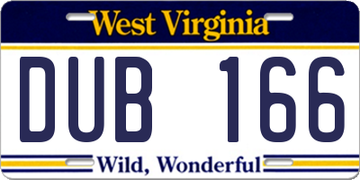 WV license plate DUB166