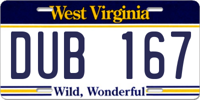 WV license plate DUB167