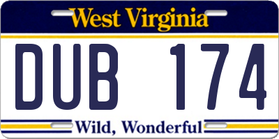 WV license plate DUB174