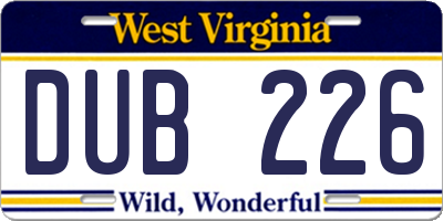 WV license plate DUB226