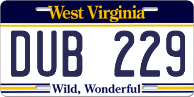 WV license plate DUB229