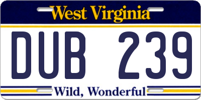 WV license plate DUB239