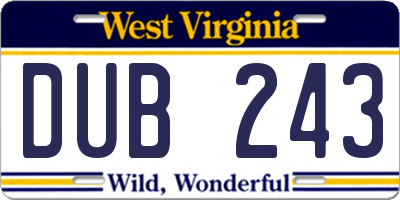 WV license plate DUB243