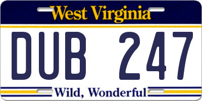 WV license plate DUB247