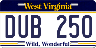 WV license plate DUB250