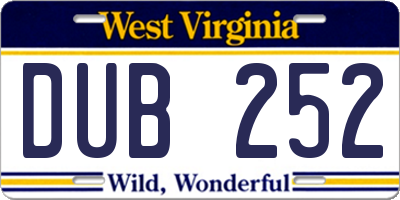 WV license plate DUB252