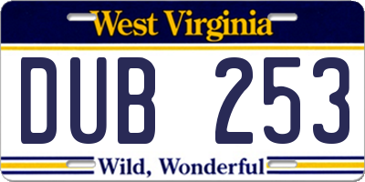 WV license plate DUB253