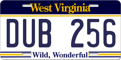 WV license plate DUB256