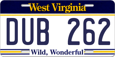 WV license plate DUB262