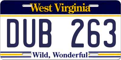 WV license plate DUB263
