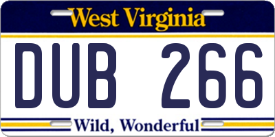 WV license plate DUB266