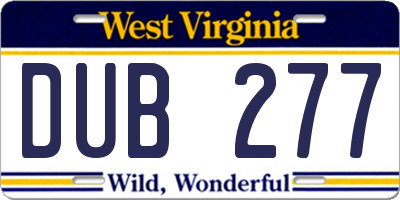 WV license plate DUB277