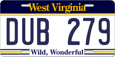 WV license plate DUB279