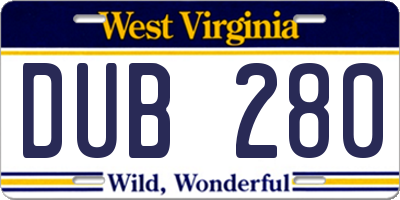 WV license plate DUB280